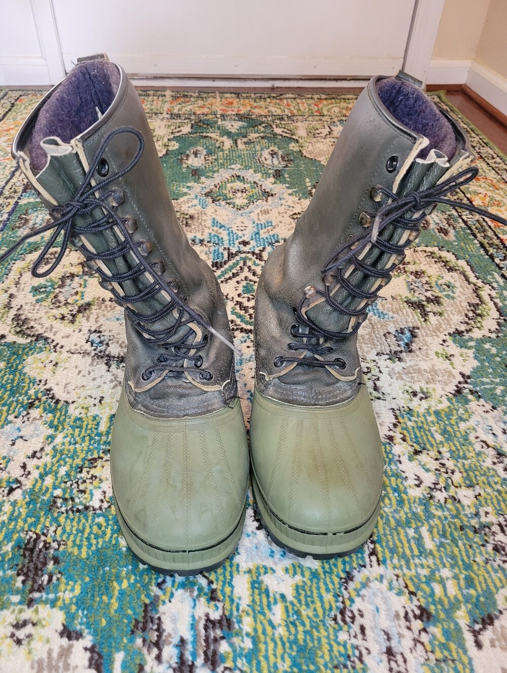 Vintage Sorel Olive Green Tall Heavy Duty‎ Winter Pac Boots, Size Mens 11